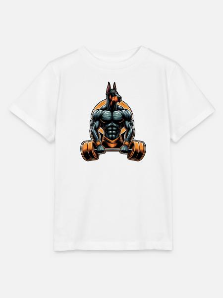 Muskel-Dobermann-Lifter - Stanley/Stella Kinder T-Shirt MINI CREATOR - Weiß
