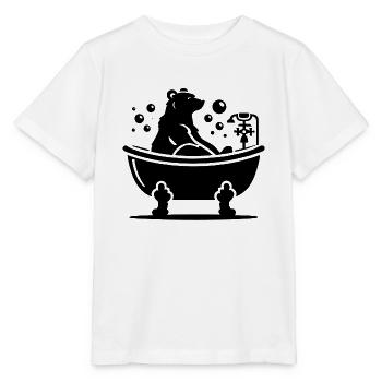 Niedlicher Bär in der Badewanne - Stanley/Stella Kinder T-Shirt MINI CREATOR  - Weiß - Vorne - Maike (125cm)