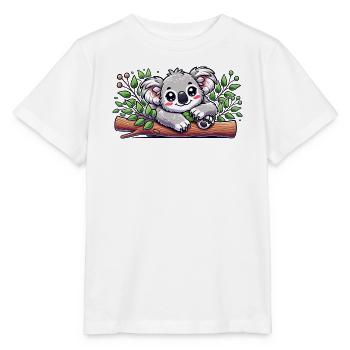Der niedliche Koalabär auf einem Eukalyptus Ast - Stanley/Stella Kinder T-Shirt MINI CREATOR  - Weiß - Vorne - Maike (125cm)