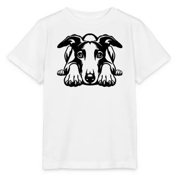 Whippet Kopf mit Pfoten - Stanley/Stella Kinder T-Shirt MINI CREATOR  - Weiß - Vorne - Maike (125cm)
