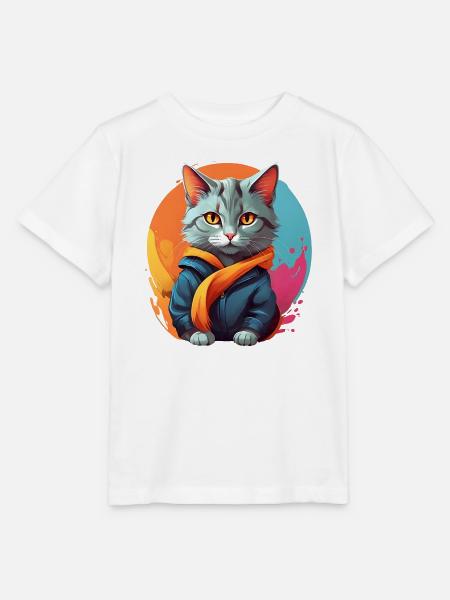 Stilvolle urbane Katze - Stanley/Stella Kinder T-Shirt MINI CREATOR - Weiß