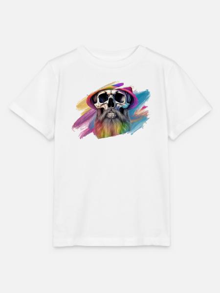 Bunte Regenbogen-Totenkopf-Designe - Stanley/Stella Kinder T-Shirt MINI CREATOR - Weiß
