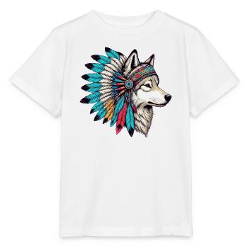 Loup amérindien Peaux-rouges d’Amérique - T-shirt bio MINI CREATOR Stanley/Stella Enfant - blanc - Devant - Maike (125cm)