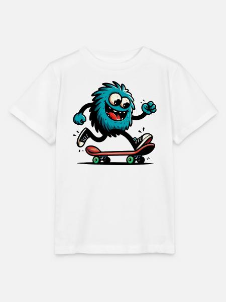 Marsianischer Außerirdischer Außerirdischer auf Skateboard - Stanley/Stella Kinder T-Shirt MINI CREATOR - Weiß