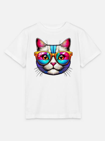 Kater mit Sonnenbrille - Stanley/Stella Kinder T-Shirt MINI CREATOR - Weiß