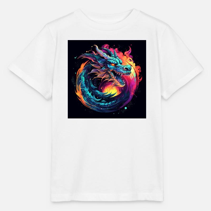 Neon Drache im Sternenkreis - Stanley/Stella Kinder T-Shirt MINI CREATOR  - Weiß