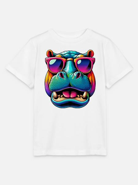 Nilpferd mit Sonnenbrille - Stanley/Stella Kinder T-Shirt MINI CREATOR - Weiß