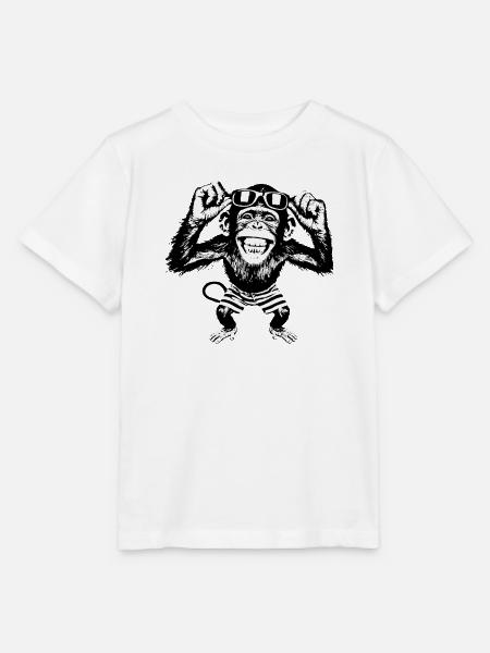 Grinsender Affe mit Sonnenbrille - Stanley/Stella Kinder T-Shirt MINI CREATOR - Weiß