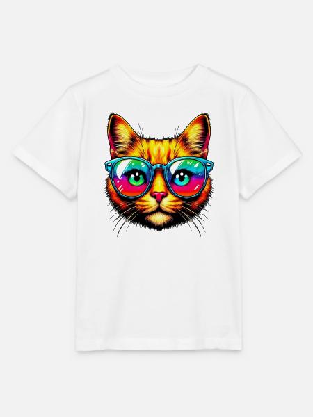 Kater mit Sonnenbrille - Stanley/Stella Kinder T-Shirt MINI CREATOR  - Weiß