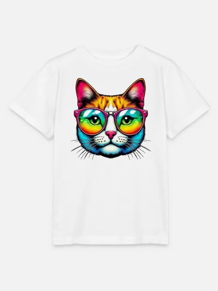 Kater mit Sonnenbrille - Stanley/Stella Kinder T-Shirt MINI CREATOR - Weiß