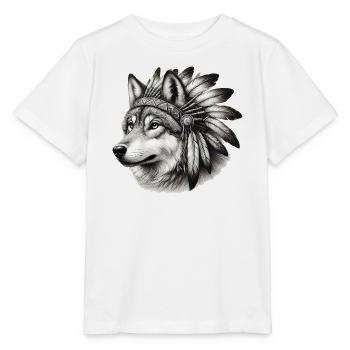 Amerikanischer Indianerwolf Amerikanische Rothaut - Stanley/Stella Kinder T-Shirt MINI CREATOR  - Weiß - Vorne - Maike (125cm)