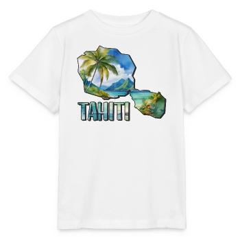 Aquarell Landkarte Tahiti - Stanley/Stella Kinder T-Shirt MINI CREATOR  - Weiß - Vorne - Maike (125cm)