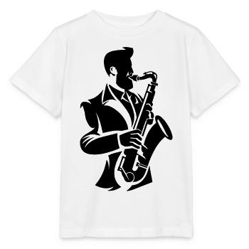 Saxophonist - Stanley/Stella Kinder T-Shirt MINI CREATOR  - Weiß - Vorne - Maike (125cm)