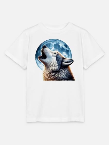 Wolf heult den Vollmond an - Stanley/Stella Kinder T-Shirt MINI CREATOR - Weiß