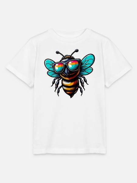 Biene mit Sonnenbrille - Stanley/Stella Kinder T-Shirt MINI CREATOR  - Weiß
