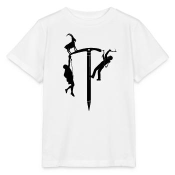 Kletterer am Seil Silhouette - Stanley/Stella Kinder T-Shirt MINI CREATOR  - Weiß - Vorne - Maike (125cm)