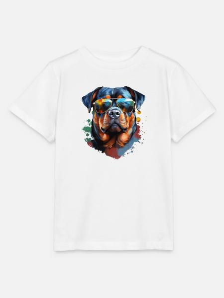 Rottweiler mit Sonnenbrille - Stanley/Stella Kinder T-Shirt MINI CREATOR  - Weiß