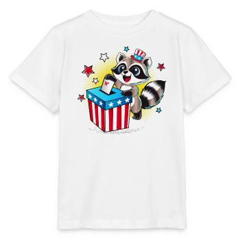 A raccoon casts his vote in the US election - Stanley/Stella MINI CREATOR Kids’ T-Shirt - white - Front - Maike (125cm)