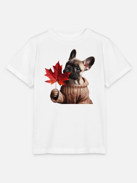 Herbstliche französische Bulldogge - Stanley/Stella Kinder T-Shirt MINI CREATOR  - Weiß