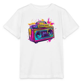90s Boom Box Jukebox Retro vintage 80s - Stanley/Stella MINI CREATOR Kids’ T-Shirt - white - Front - Maike (125cm)