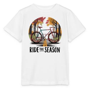 Scène de route cyclable d’automne - T-shirt bio MINI CREATOR Stanley/Stella Enfant - blanc - Devant - Maike (125cm)