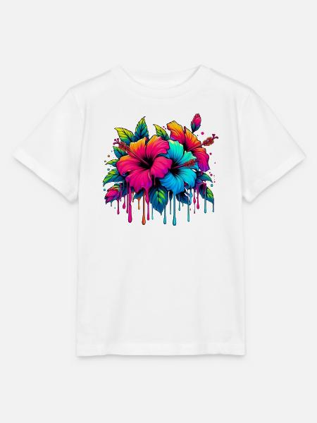 Hibiskusblüten - Stanley/Stella Kinder T-Shirt MINI CREATOR  - Weiß