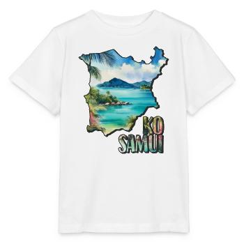 Aquarell Landkarte Ko Samui - Stanley/Stella Kinder T-Shirt MINI CREATOR  - Weiß - Vorne - Maike (125cm)