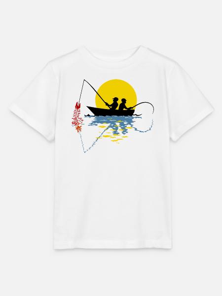 Angler in einem Boot - Stanley/Stella Kinder T-Shirt MINI CREATOR  - Weiß