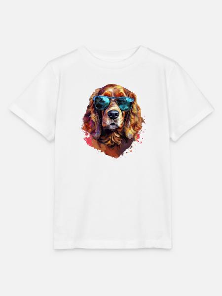 Cocker Spaniel mit Sonnenbrille - Stanley/Stella Kinder T-Shirt MINI CREATOR  - Weiß