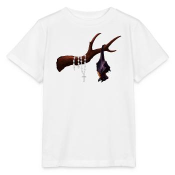 Flughund mit Ast, Rosenkränze, verschenken - Stanley/Stella Kinder T-Shirt MINI CREATOR  - Weiß - Vorne - Maike (125cm)