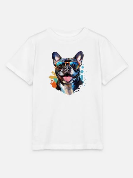 Frenchie mit Sonnenbrille - Stanley/Stella Kinder T-Shirt MINI CREATOR  - Weiß
