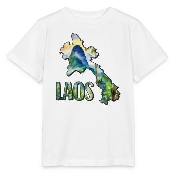 Aquarell Landkarte Laos - Stanley/Stella Kinder T-Shirt MINI CREATOR  - Weiß - Vorne - Maike (125cm)