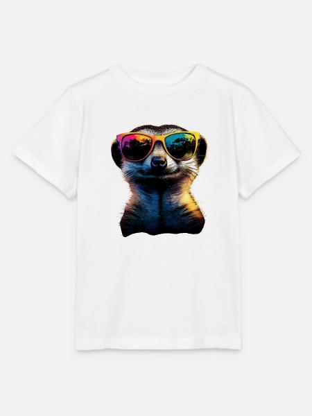Erdmännchen Sonnenbrille Bunt Süßes Erdmännchen - Stanley/Stella Kinder T-Shirt MINI CREATOR  - Weiß