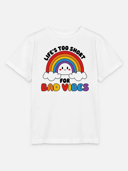 Fröhlicher Regenbogen mit fröhlichen Wolkengesichtern - Stanley/Stella Kinder T-Shirt MINI CREATOR  - Weiß