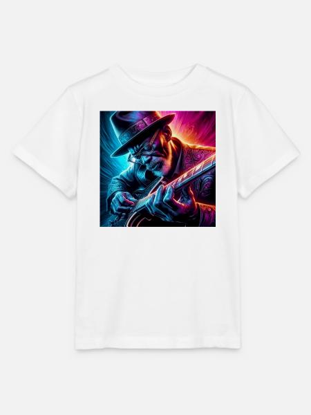 Retro Neon Effekte Gitarrist - Stanley/Stella Kinder T-Shirt MINI CREATOR - Weiß