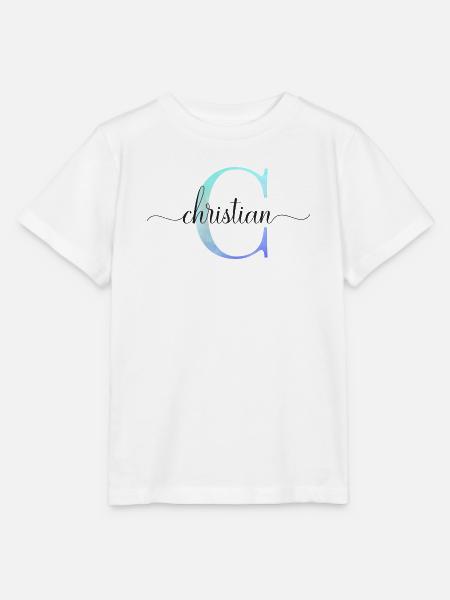 C| Monogramm | Name | Christian| Watercolor - Stanley/Stella Kinder T-Shirt MINI CREATOR - Weiß