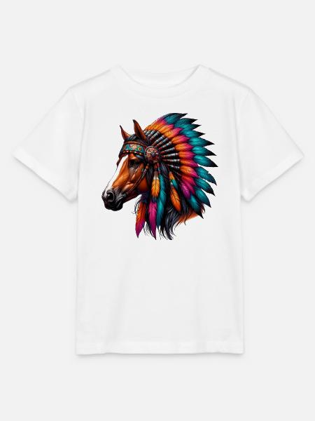 Indianerpferd Amerikanische Rothaut - Stanley/Stella Kinder T-Shirt MINI CREATOR  - Weiß