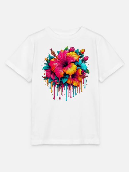 Hibiskusblüten - Stanley/Stella Kinder T-Shirt MINI CREATOR  - Weiß