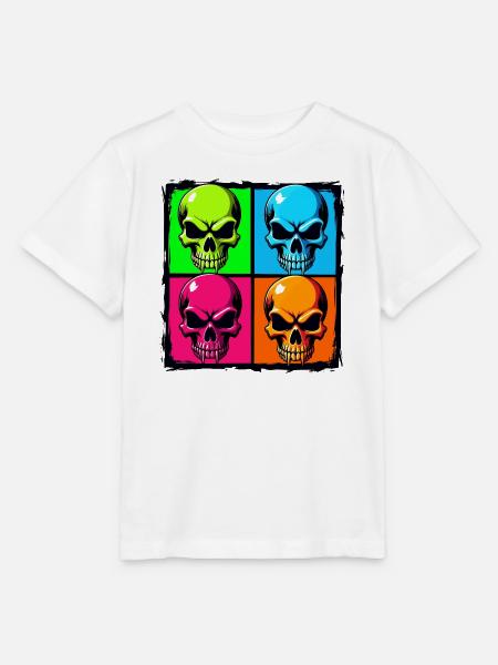 Bunte Totenköpfe - Stanley/Stella Kinder T-Shirt MINI CREATOR  - Weiß