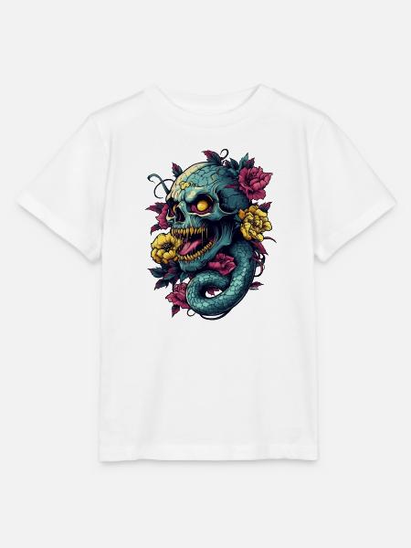 Skull and Snake - Stanley/Stella Kinder T-Shirt MINI CREATOR  - Weiß