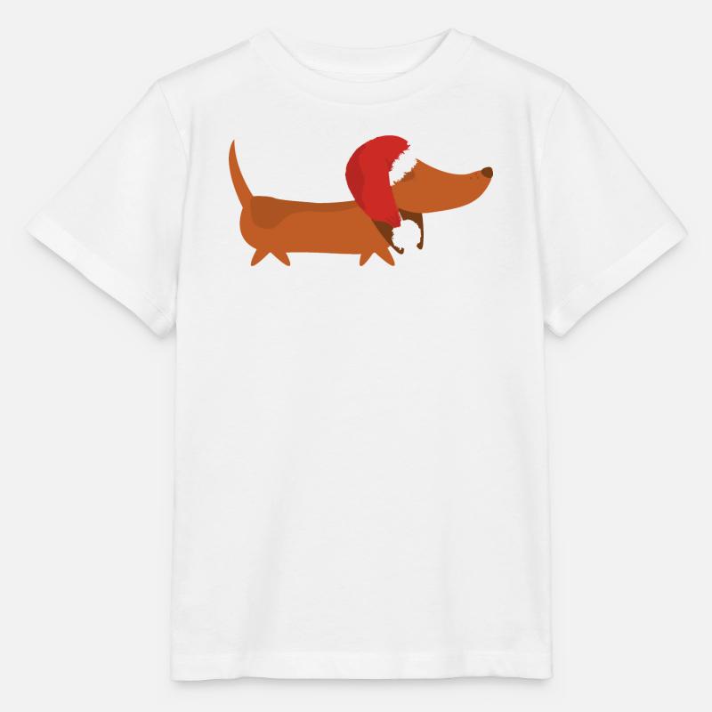 Teckel avec chapeau de Noël - T-shirt bio MINI CREATOR Stanley/Stella Enfant - blanc