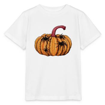 Spuk-Kürbis Spinnenillustration - Stanley/Stella Kinder T-Shirt MINI CREATOR  - Weiß - Vorne - Maike (125cm)