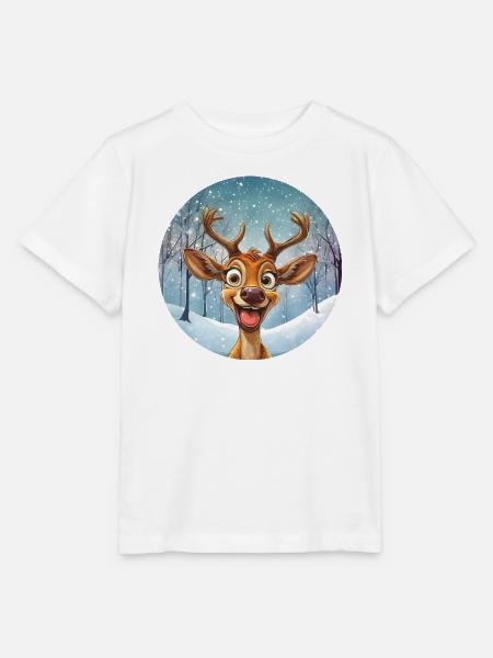 Fröhliches Winterrentier im Winterwald - Stanley/Stella Kinder T-Shirt MINI CREATOR  - Weiß