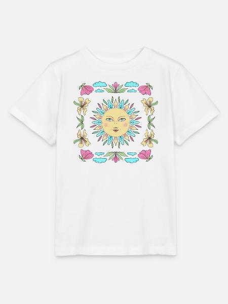Sonnengesicht im Blumenkreis - Stanley/Stella Kinder T-Shirt MINI CREATOR  - Weiß