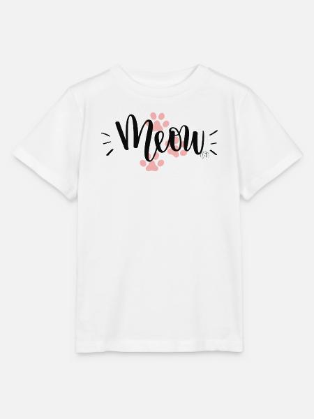 "Meow"-Katzenpfoten-Design - Stanley/Stella Kinder T-Shirt MINI CREATOR - Weiß