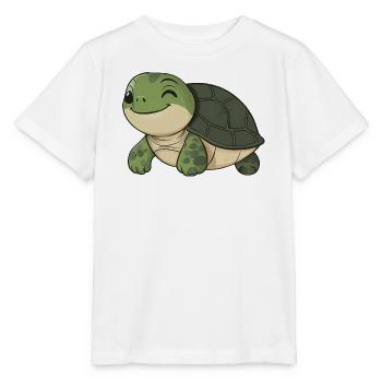 Süße glückliche Schildkröte - entzückende und fröhliche Karikatur - Stanley/Stella Kinder T-Shirt MINI CREATOR  - Weiß - Vorne - Maike (125cm)