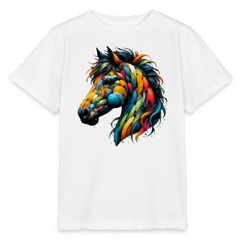 Cheval - T-shirt bio MINI CREATOR Stanley/Stella Enfant - blanc - Devant - Maike (125cm)