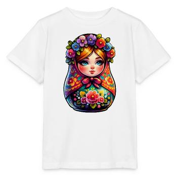 Russian Girl Matroschka Moskau mit Sonnenbrille - Stanley/Stella Kinder T-Shirt MINI CREATOR  - Weiß - Vorne - Maike (125cm)