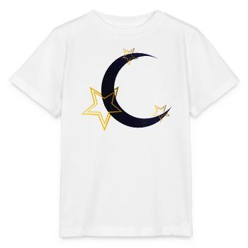 Goldener Sternenmond Nachtmotiv - Stanley/Stella Kinder T-Shirt MINI CREATOR  - Weiß - Vorne - Maike (125cm)
