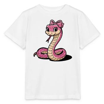 Rosa Schleife Schlange Karikatur - Stanley/Stella Kinder T-Shirt MINI CREATOR  - Weiß - Vorne - Maike (125cm)